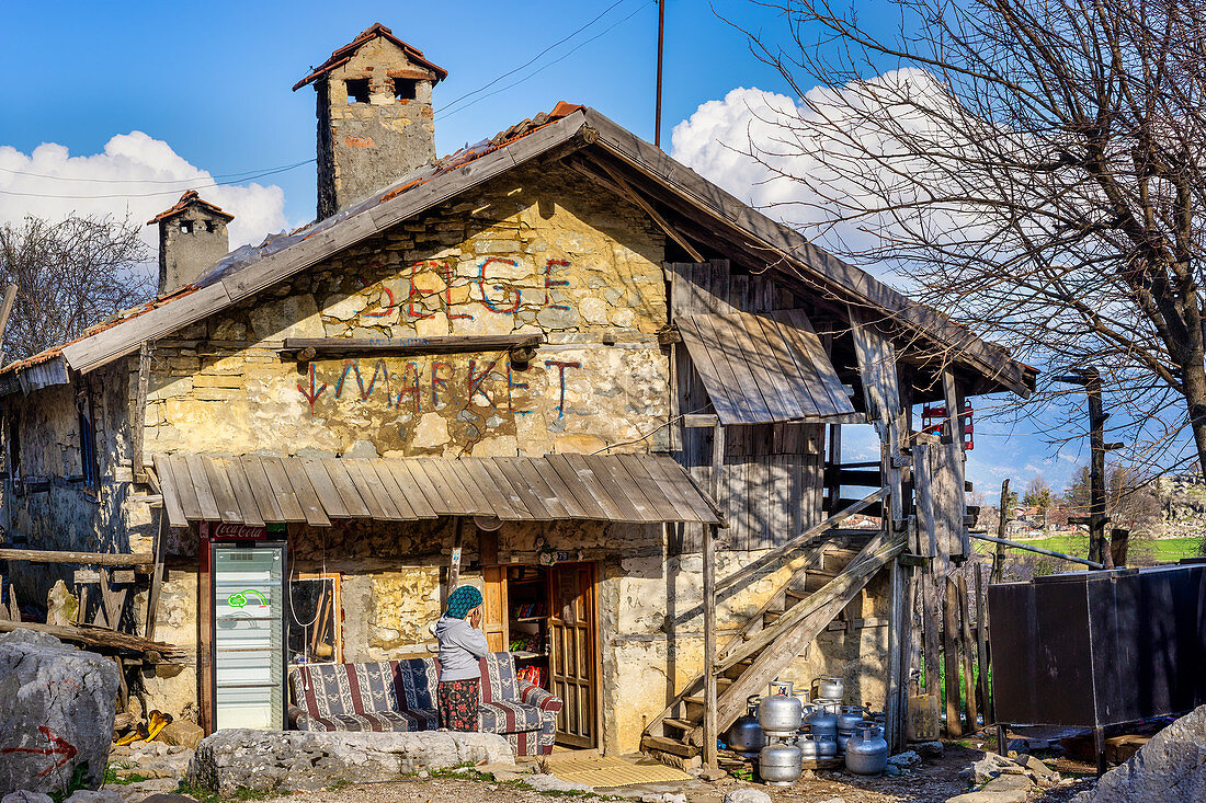 Selge Market, der Einkaufsladen in Selge, Westtürkei, Türkei, Kleinasien