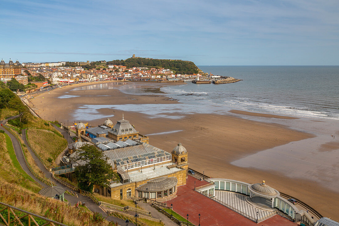 View of South Bay and Scarborough Spa, Scarborough, North Yorkshire, Yorkshire, England, United Kingdom, Europe
