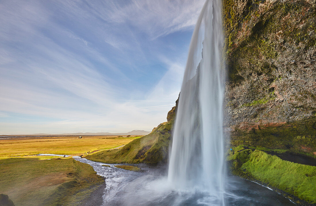 A spectacular sheer waterfall, Seljalandsfoss Falls, near Vik, near the south coast of Iceland, Polar Regions