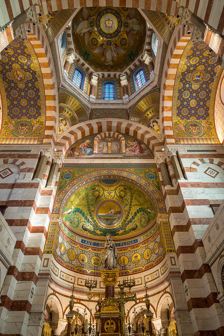 Interior of the Notre Dame de la Garde church, Marseille, Bouches du Rhone, Provence, France, Europe