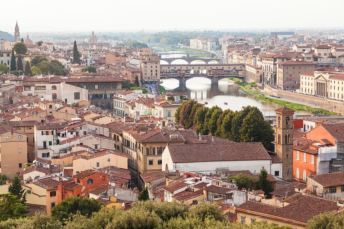 Blick auf die Stadt von der Piazza Michelangelo, Florenz, Toskana, Italien.