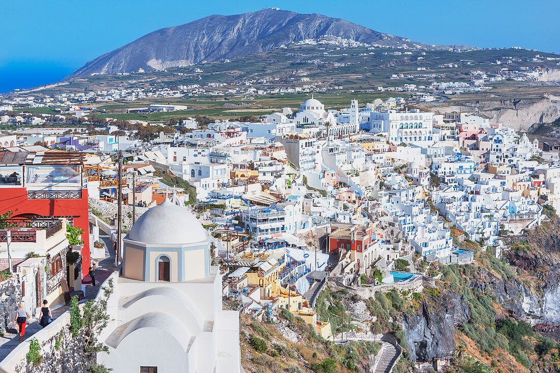 Thira, erhöhte Ansicht, Santorini, Kykladen, griechische Inseln, Griechenland, Europa