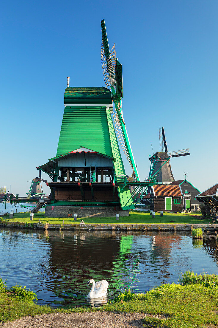 Windmills, open-air museum, Zaanse Schans, Zaandam, North Holland, Netherlands, Europe