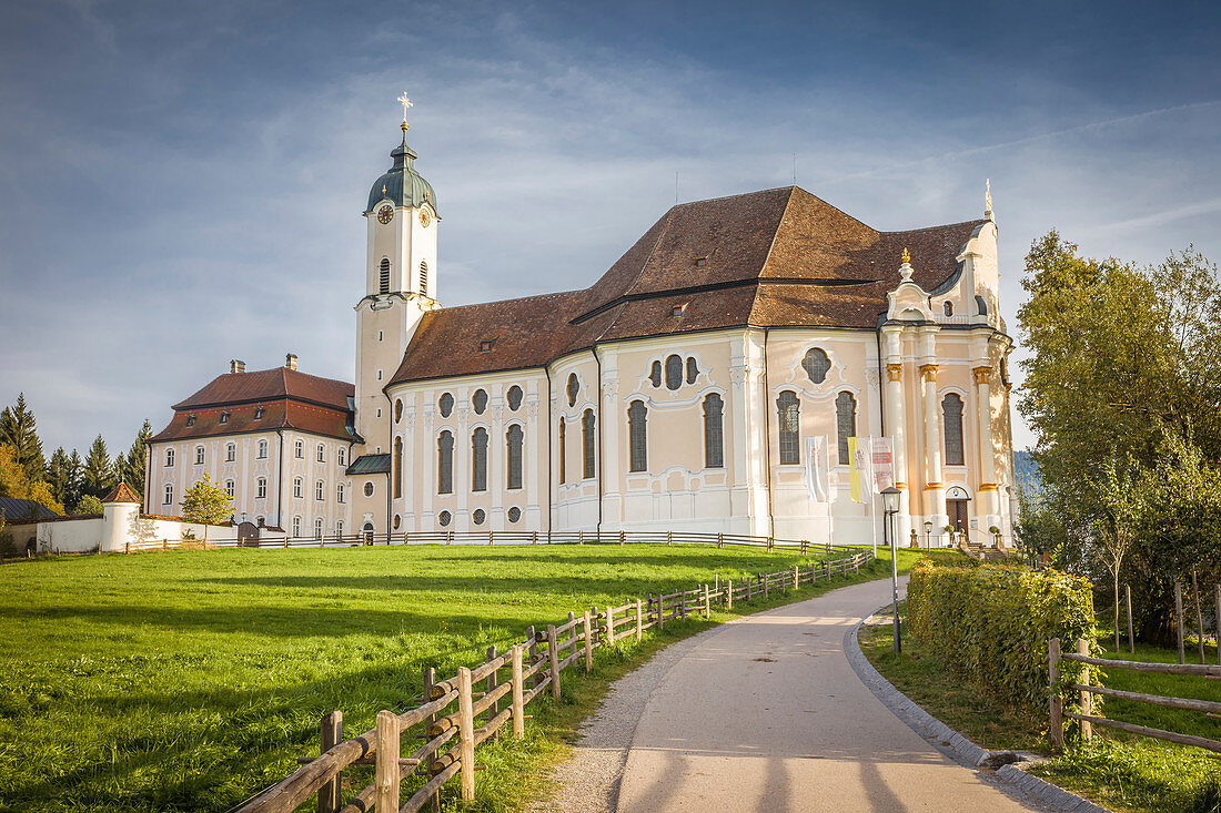 Wieskirche bei Steingaden, Oberbayern, Allgäu, Bayern, Deutschland