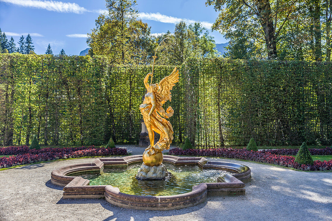 Park (Westparterre) von Schloss Linderhof, Ettal, Allgäu, Bayern, Deutschland