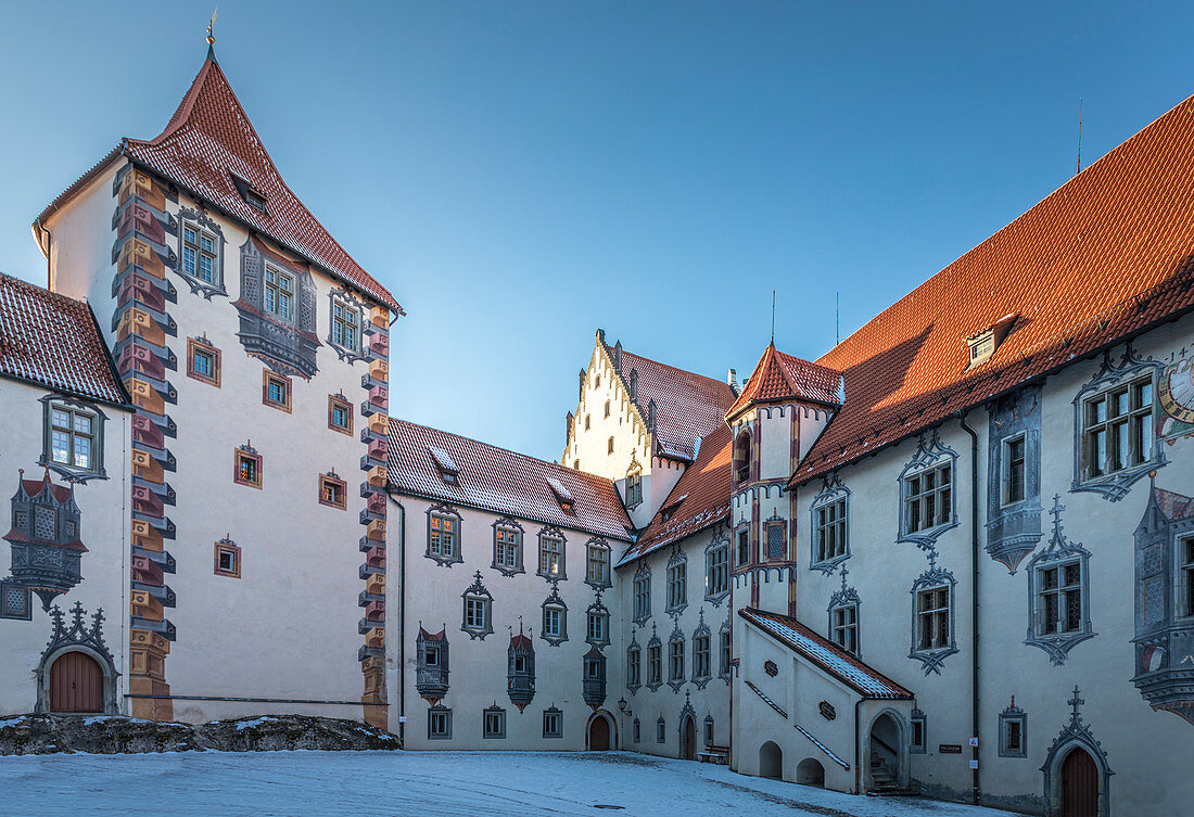 Inner courtyard of the High Castle of Füssen, Allgäu, Bavaria, Germany