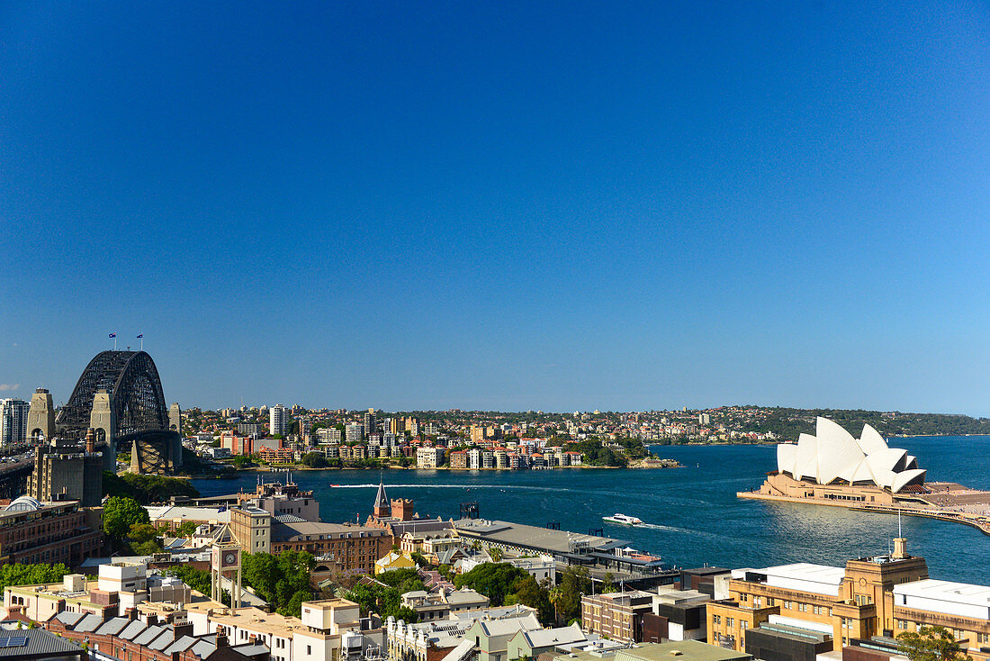View of Harbor Bridge, Opera House and Harbor, Sydney, New South Wales, Australia
