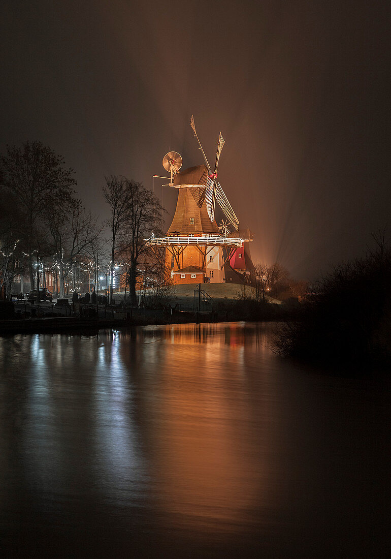 View of the old windmill in Greetsiel, Germany