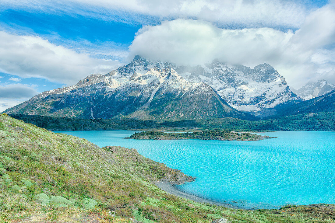 Torres del Paine and Lake Nordenskjold, Torres del Paine National Park, Patagonia, Chile, South America