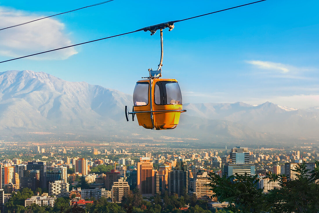 Cable car in San Cristobal hill, Santiago de Chile, Chile, South America