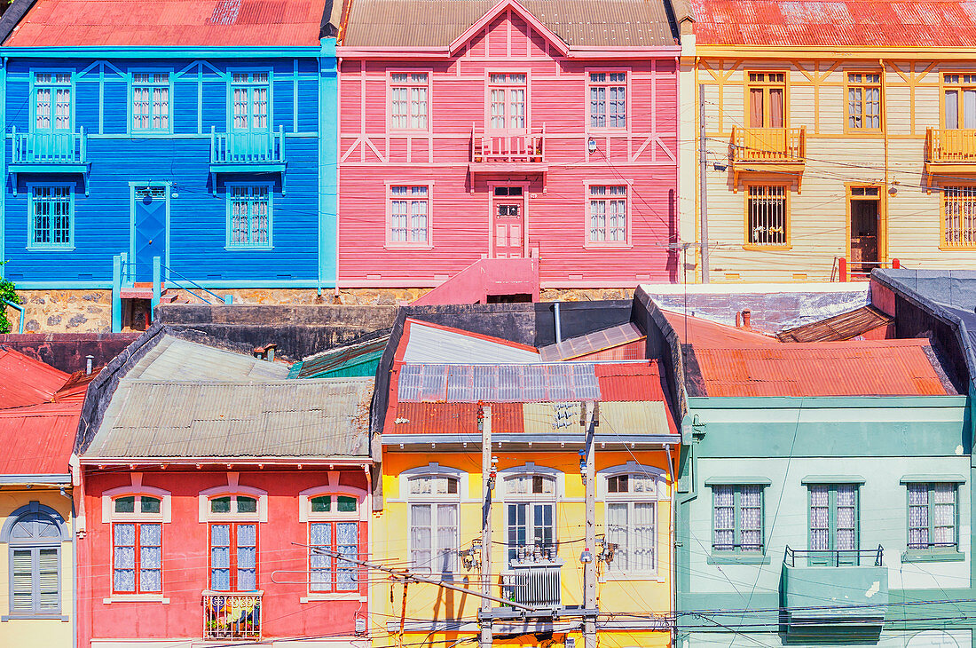 Traditionelle Häuser, Valparaiso, Chile, Südamerika