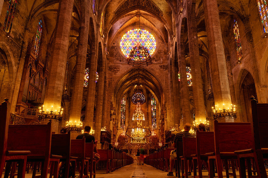 Inside La Seu Cathedral, Palma, Mallorca, Balearic Islands, Spain, Europe