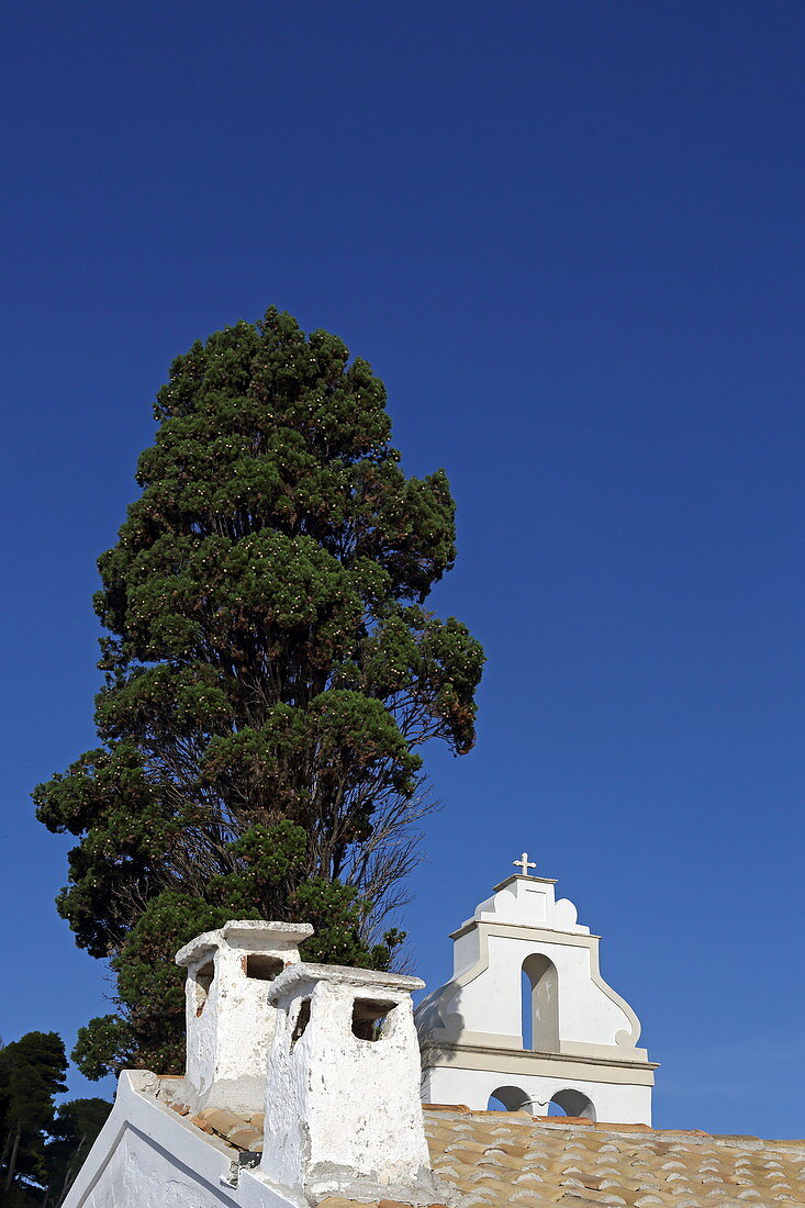 Vlacherna-Kloster im Stadtteil Kanoni der Hauptstadt Kerkira, Halbinsel Analipsi, Insel Korfu, Ionische Inseln, Griechenland