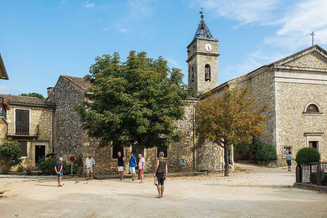 Montclus, one of the most beautiful villages in France, Les plus beaux villages de France, Gorges du Cèze, Gard department, Occitania, France