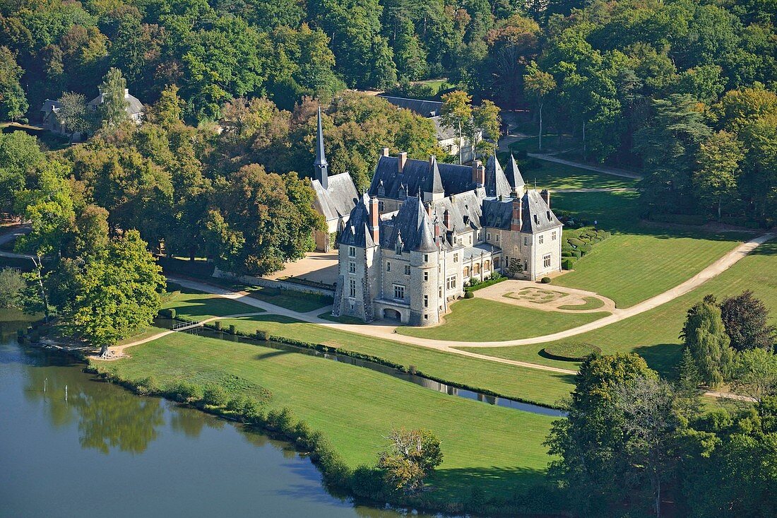 Frankreich, Cher, Oizon, das Schloss von La Verrerie (Luftaufnahme)