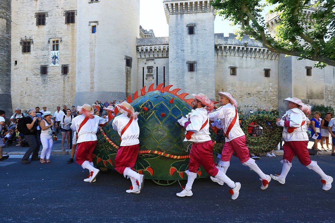 France, Bouches du Rhone, Tarascon, medieval castle of King Rene (XVth) listed historical monument, festival of La Tarasque (last weekend of June)