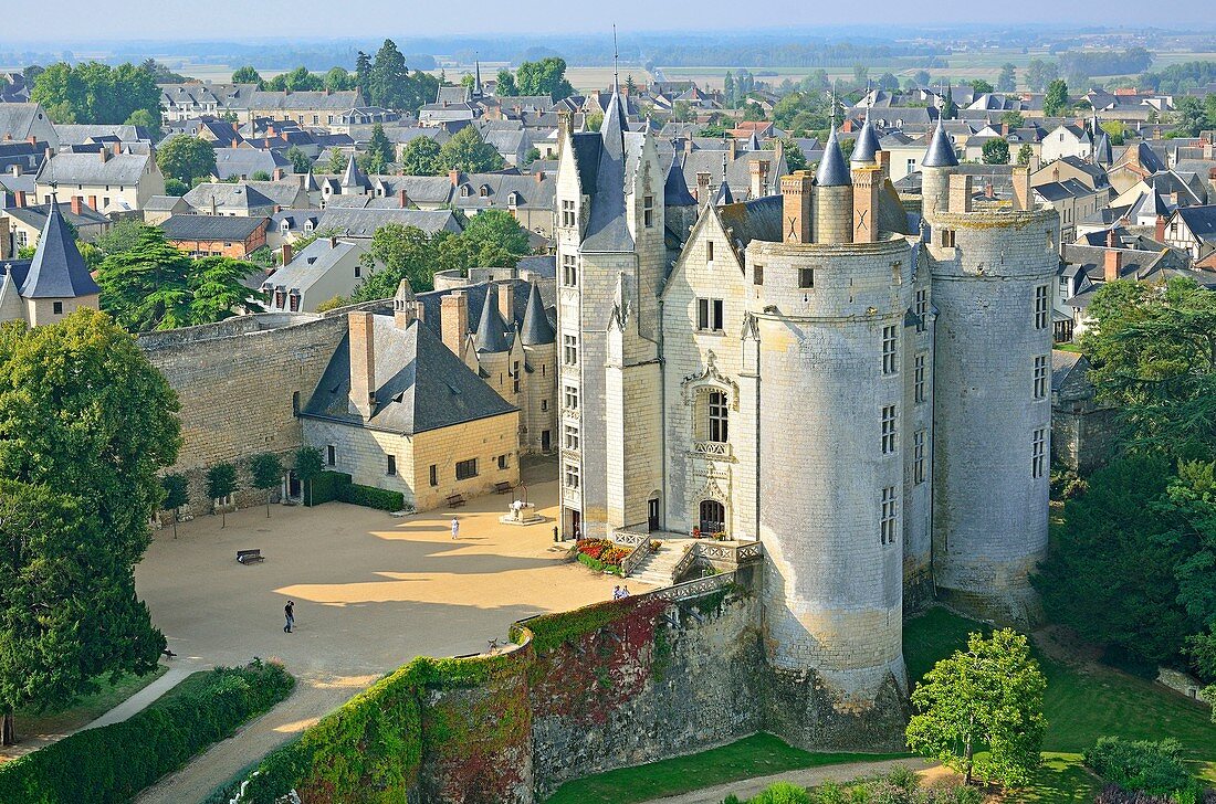 France, Maine et Loire, Montreuil Bellay, the castle (aerial view)