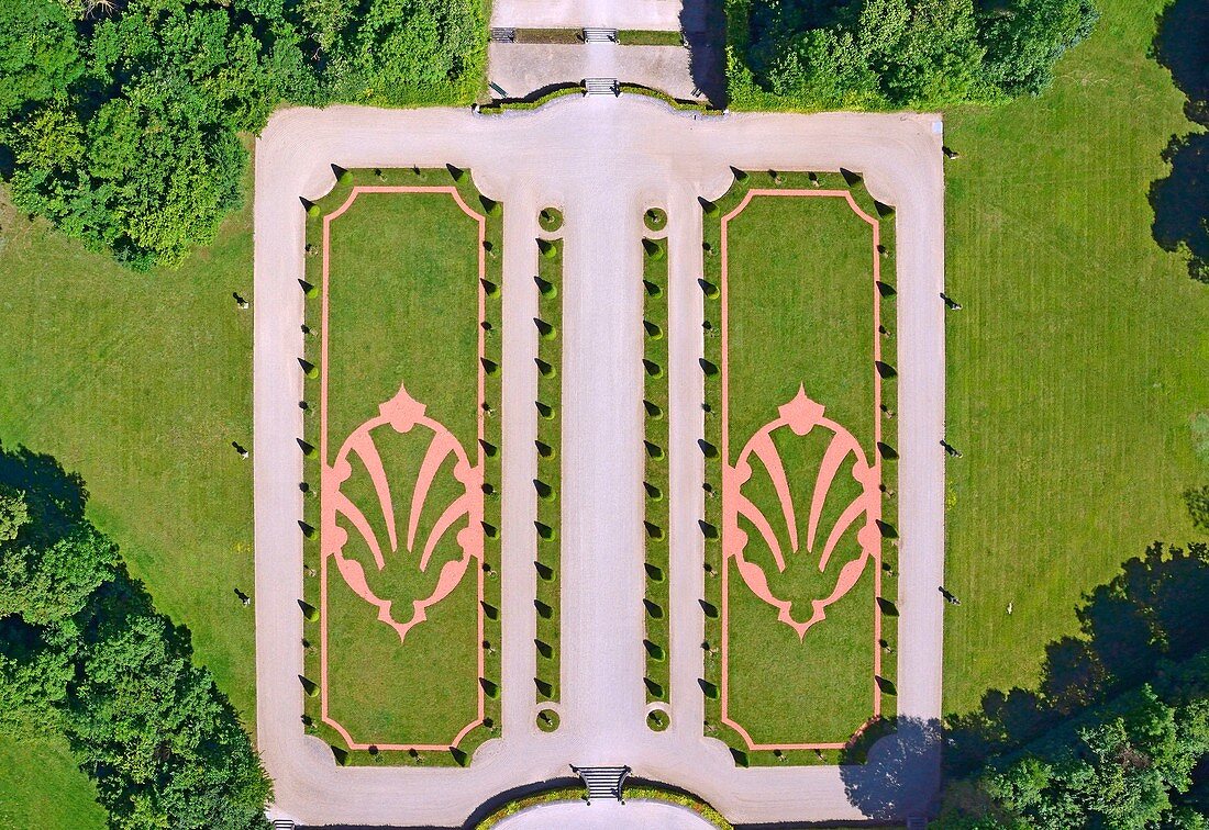 France, Aube, La Motte Tilly, the castle of La Motte Tilly (aerial view)