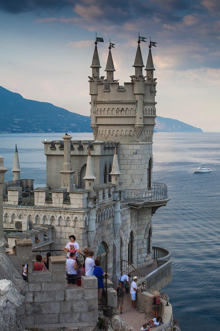 The Swallow's Nest castle perched on Aurora Clff, Yalta, Crimea, Ukraine, Europe