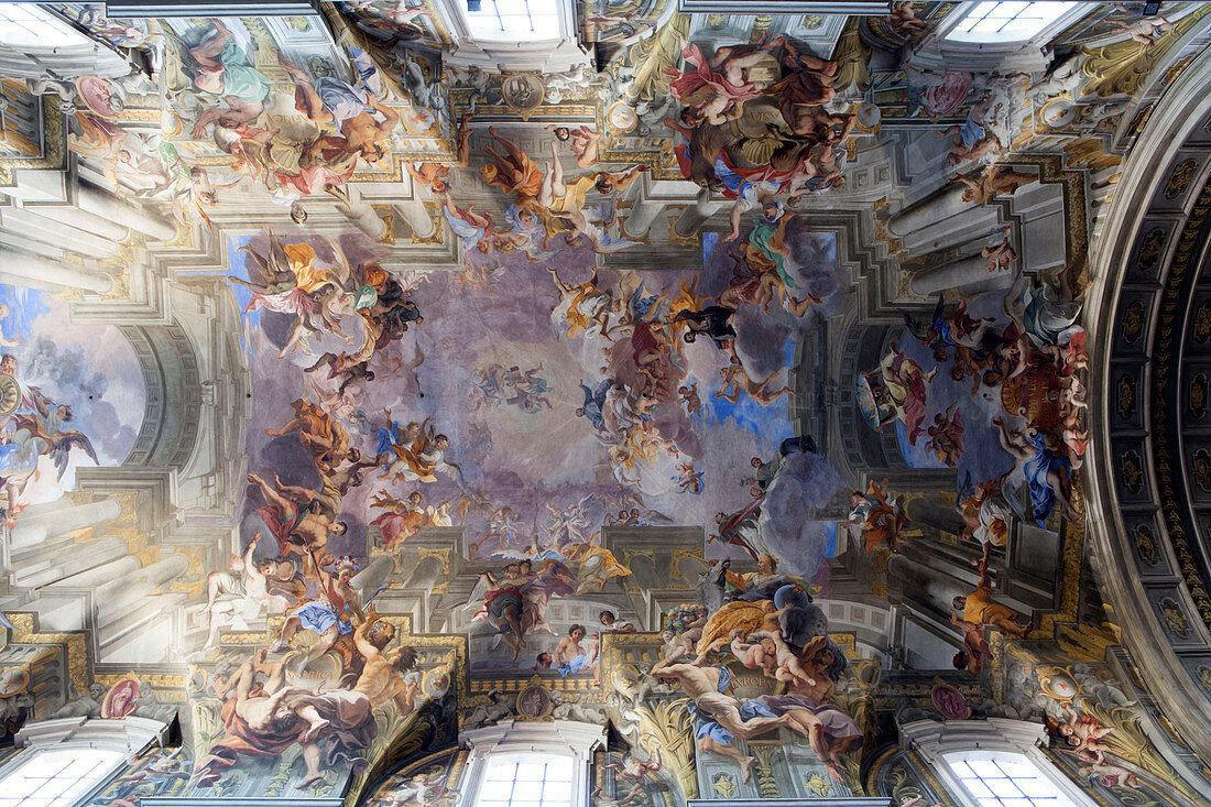 A Short Cut to Paradise, Andrea Pozzo ceiling at the church of St. Ignazio da Loyola (Ignatius of Loyola) (Church of the Gesu), Rome, Lazio, Italy, Europe