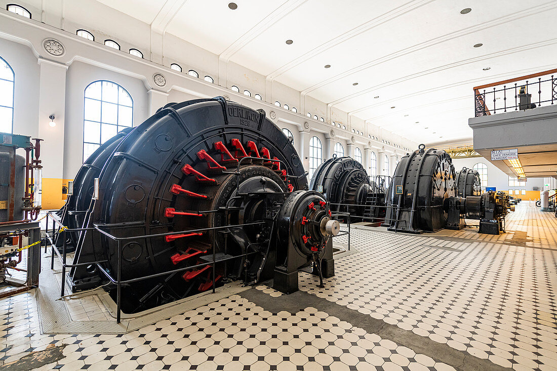 Old turbines in the Hydroelectric power station, Rjukan-Notodden Industrial Heritage Site, UNESCO World Heritage Site, Vestfold and Telemark, Norway, Scandinavia, Europe