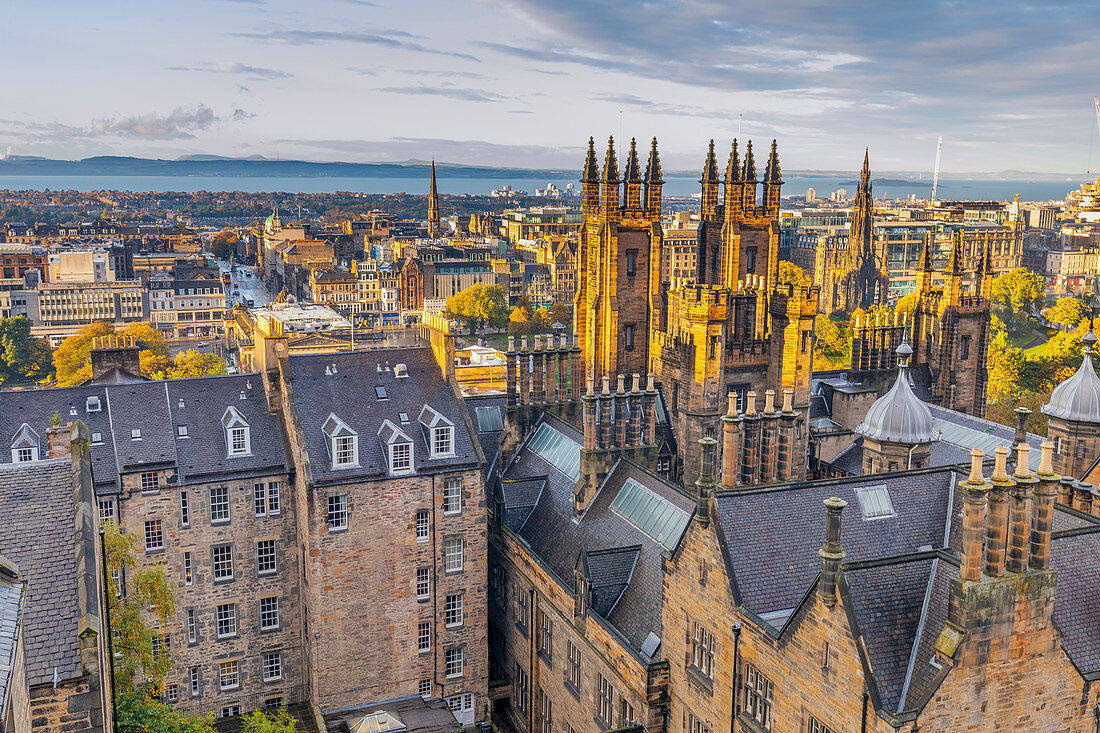 Skyline view of Edinburgh from Camera Obscura, Old Town, Edinburgh, Scotland, United Kingdom, Europe