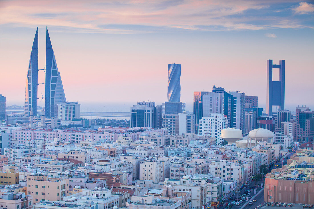 View of city skyline, Manama, Bahrain, Middle East