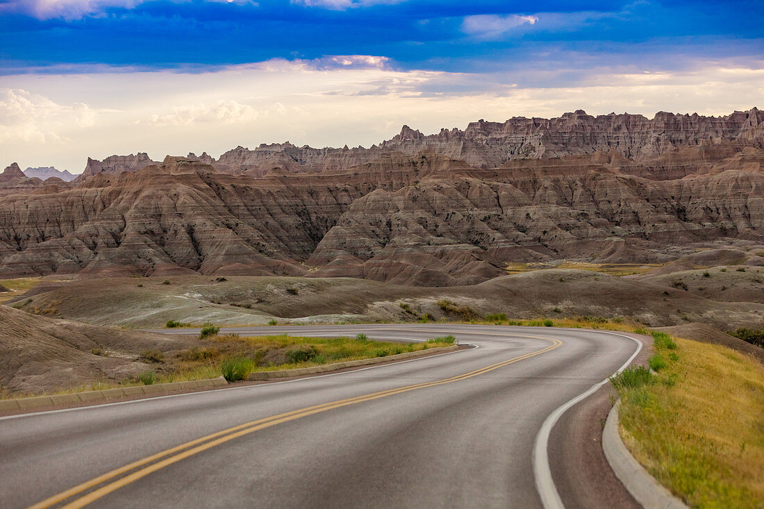 Driving and sightseeing in the Badlands National Park, South Dakota, United States of America, North America