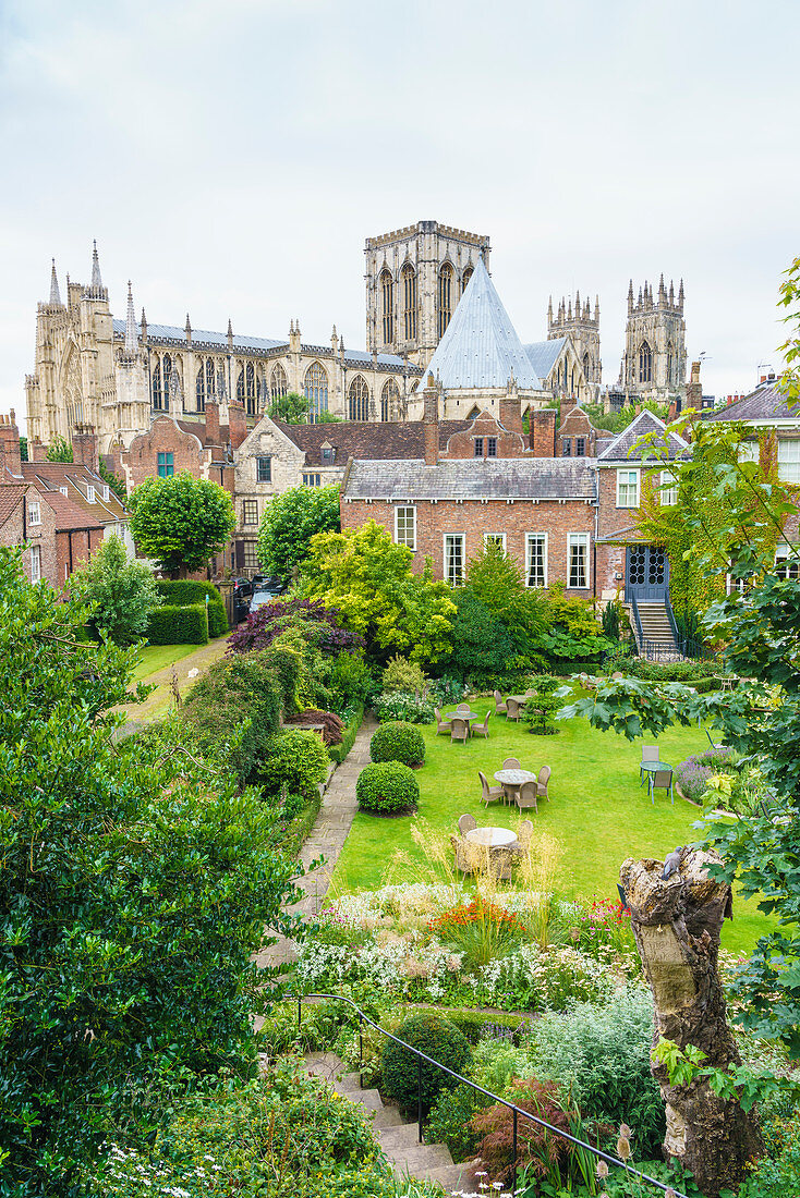 York Minster, Grays Court Hotel in foreground, York, North Yorkshire, England, United Kingdom, Europe