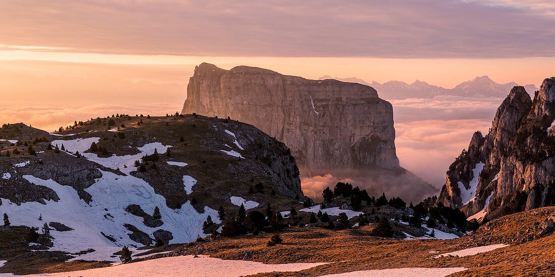 France, Isere, Vercors Regional Natural Park, National Highlands of Vercors Nature Reserve, the Mont Aiguille (2086m)