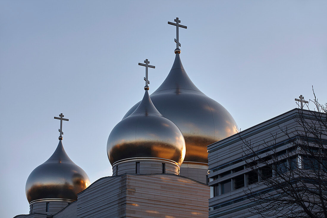 Frankreich, Paris, Kuppeln der Kathedrale der Heiligen Dreifaltigkeit (Russisch-Orthodoxes Spirituelles und Kulturelles Zentrum)