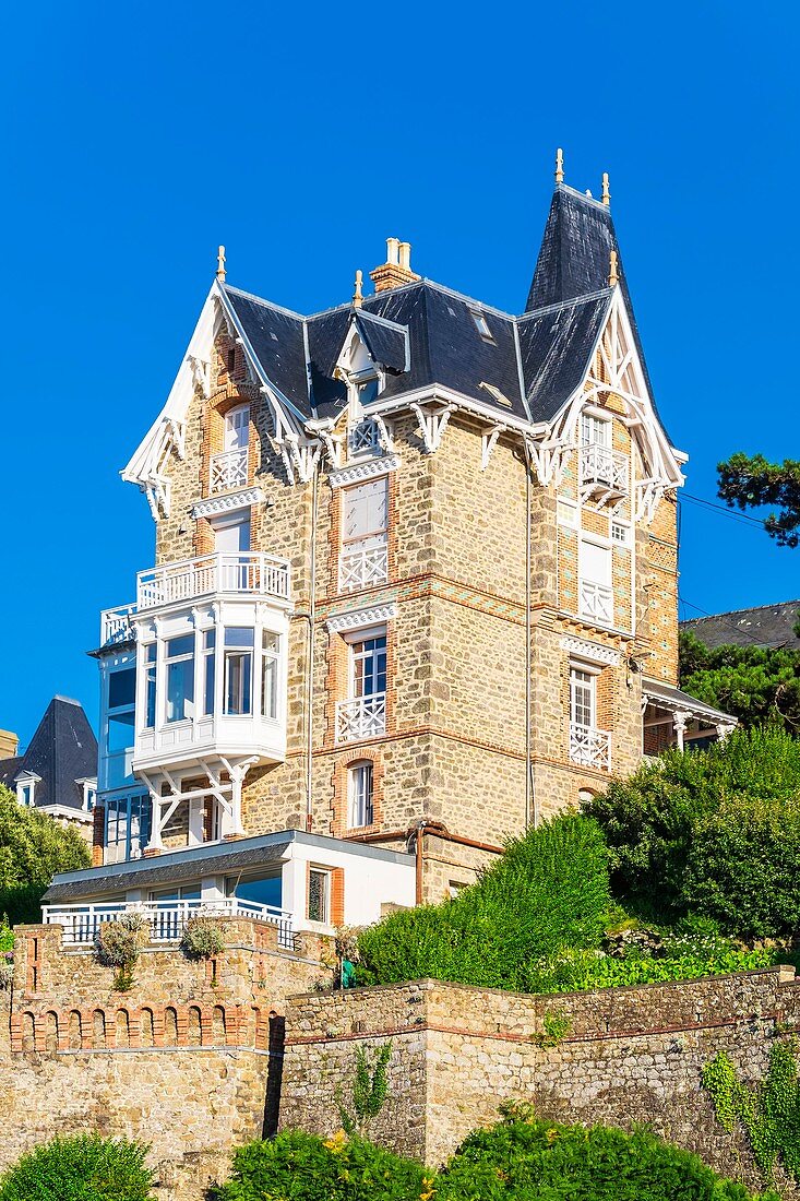 France, Ille-et-Vilaine, Dinard, Pointe de la Malouine, Port Salut or C?zembre villa with a Belle Epoque architecture built in