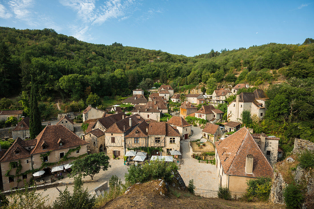 Saint-Cirq-Lapopie, Les Plus Beaux Villages de France, am Lot, Département Lot, Midi-Pyrénées, Frankreich
