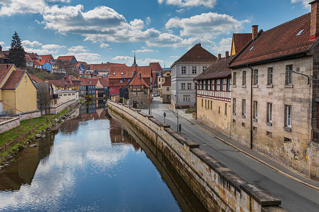 Fluss Haßlach, Kronach, Bayern, Deutschland