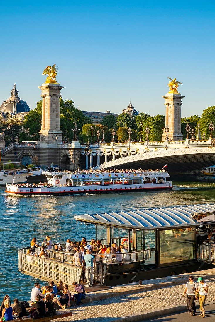Frankreich, Paris, Gebiet, das von der UNESCO zum Weltkulturerbe erklärt wurde, die Ufer der Seine, die New Banks vor der Alexander-III-Brücke
