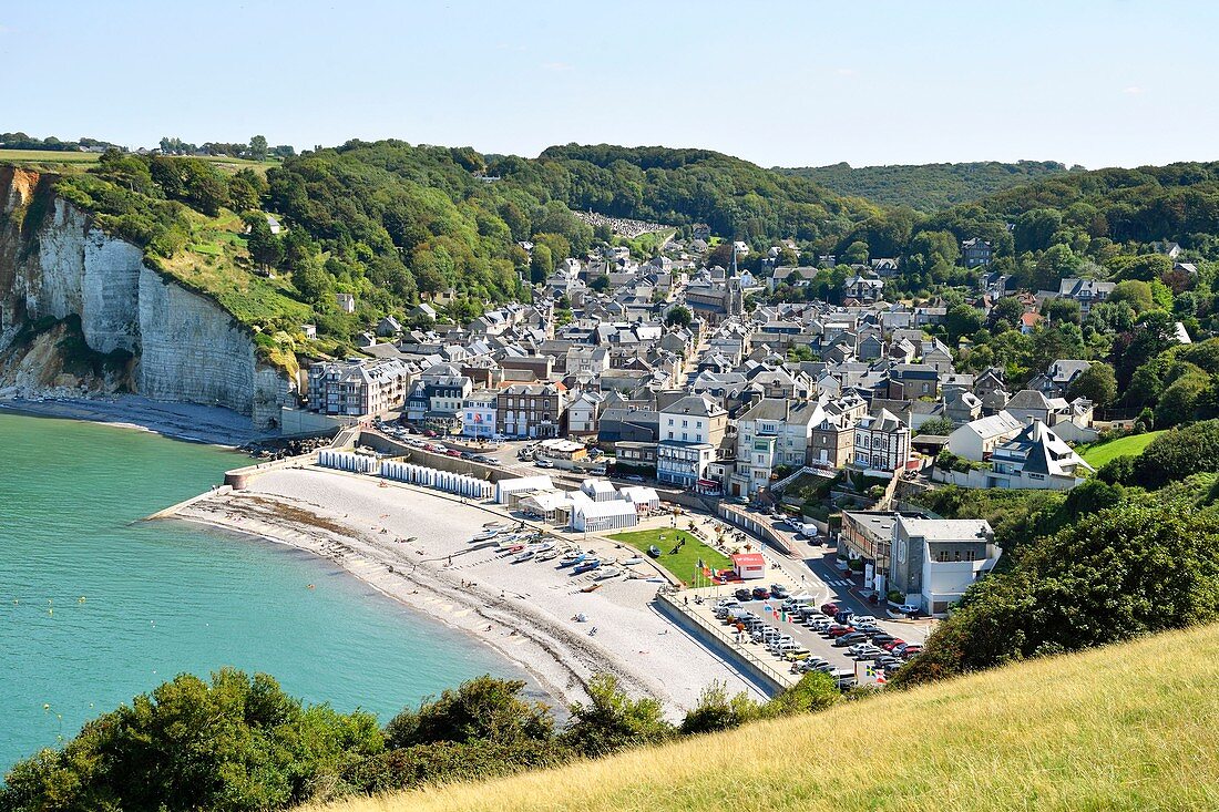 Frankreich, Seine Maritime, Yport, das Dorf, der Strand und die Klippen