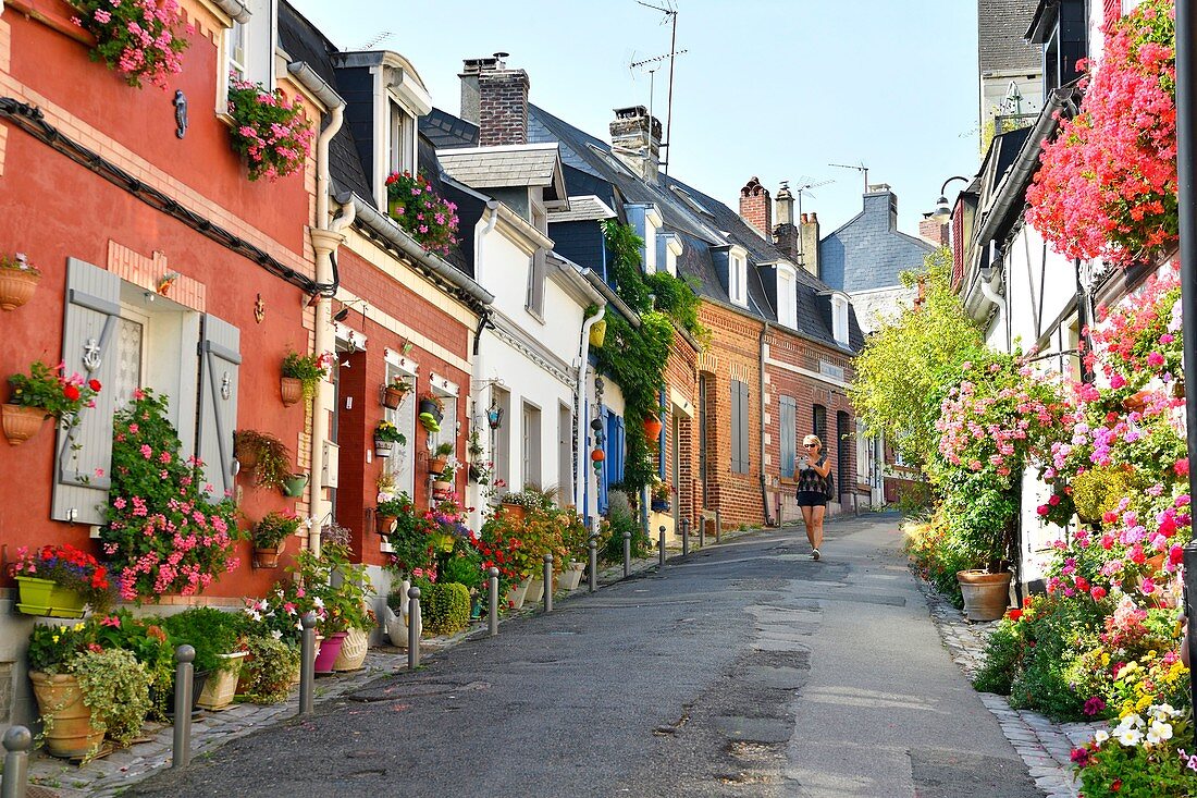 Frankreich, Somme, Baie de Somme, St. Valery sur Somme, Mündung der Somme-Bucht, Seefahrer- und Fischerviertel Courtgain, Rue des Pilotes