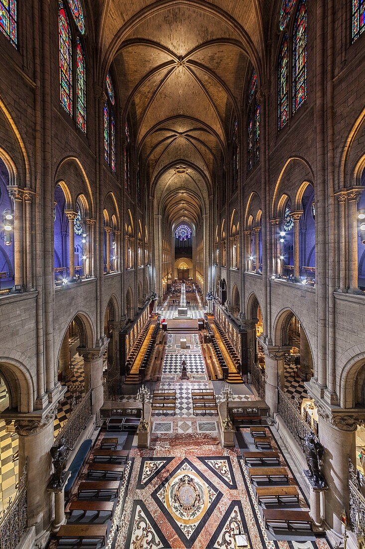 Frankreich, Paris, Zone Weltkulturerbe der UNESCO, Stadtinsel, das Kirchenschiff der Kathedrale Notre-Dame