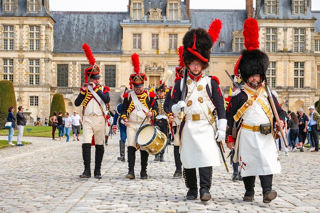 France, Seine et Marne, castle of Fontainebleau, historical reconstruction of the stay of Napoleon 1st and Josephine