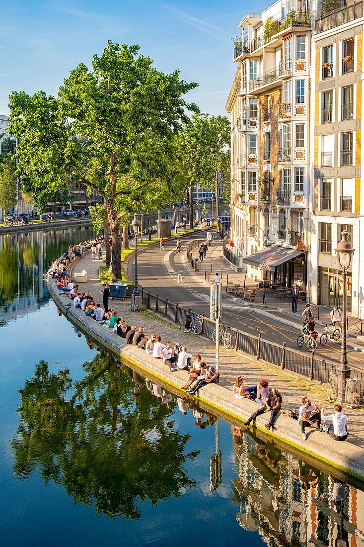 Frankreich, Paris, Canal Saint Martin, Quai de Jemmapes
