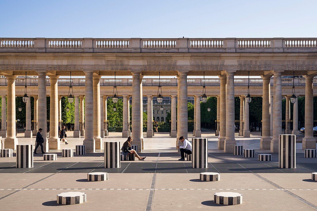 France, Paris, Palais Royal, Daniel Buren's columns