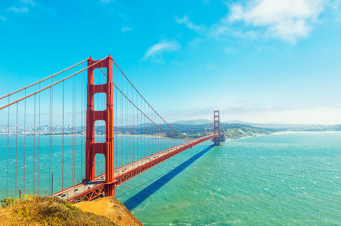 Blick auf die Golden Gate Bridge, San Francisco, Kalifornien, Vereinigte Staaten von Amerika, Nordamerika