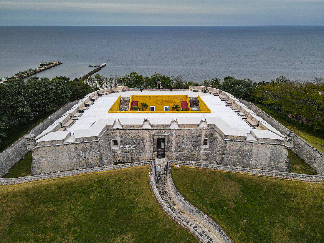 Aerial of Fortress San Miguel, Campeche, Mexico, North America