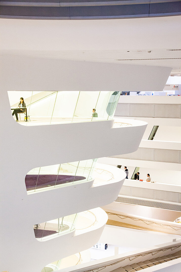 Library and Learning Center by architect Zaha Hadid, of Vienna University of Economics and Business (Wirtschaftsuniversitat Wien), Vienna, Austria, Europe