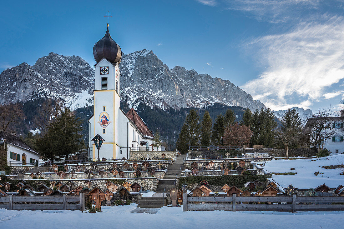 Church of St. John the Baptist in Grainau, Upper Bavaria, Bavaria, Germany