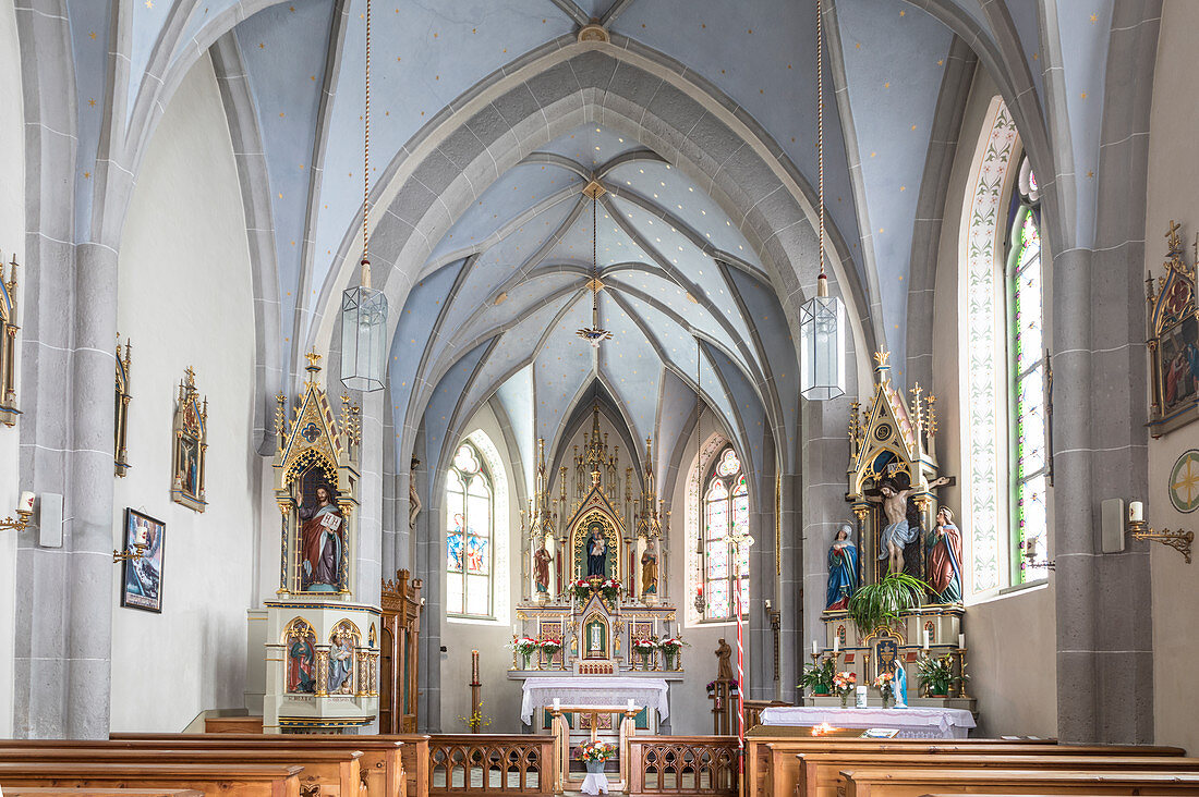 Altar area of the pilgrimage church Maria Schnee in limestone, Innervillgraten, Villgratental, East Tyrol, Tyrol, Austria