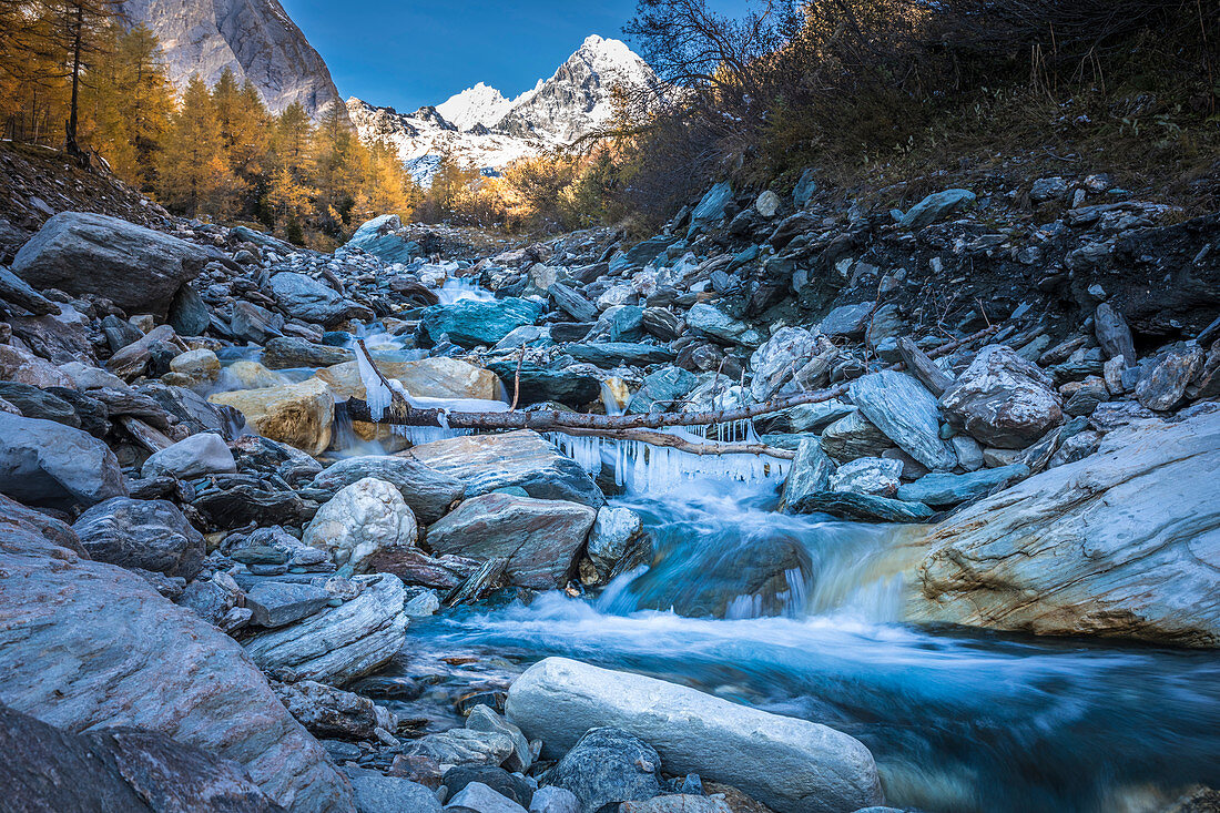 Ködnitzbach in Ködnitztal with Großglockner (3,798 m), Kals am Großglockner, East Tyrol, Tyrol, Austria