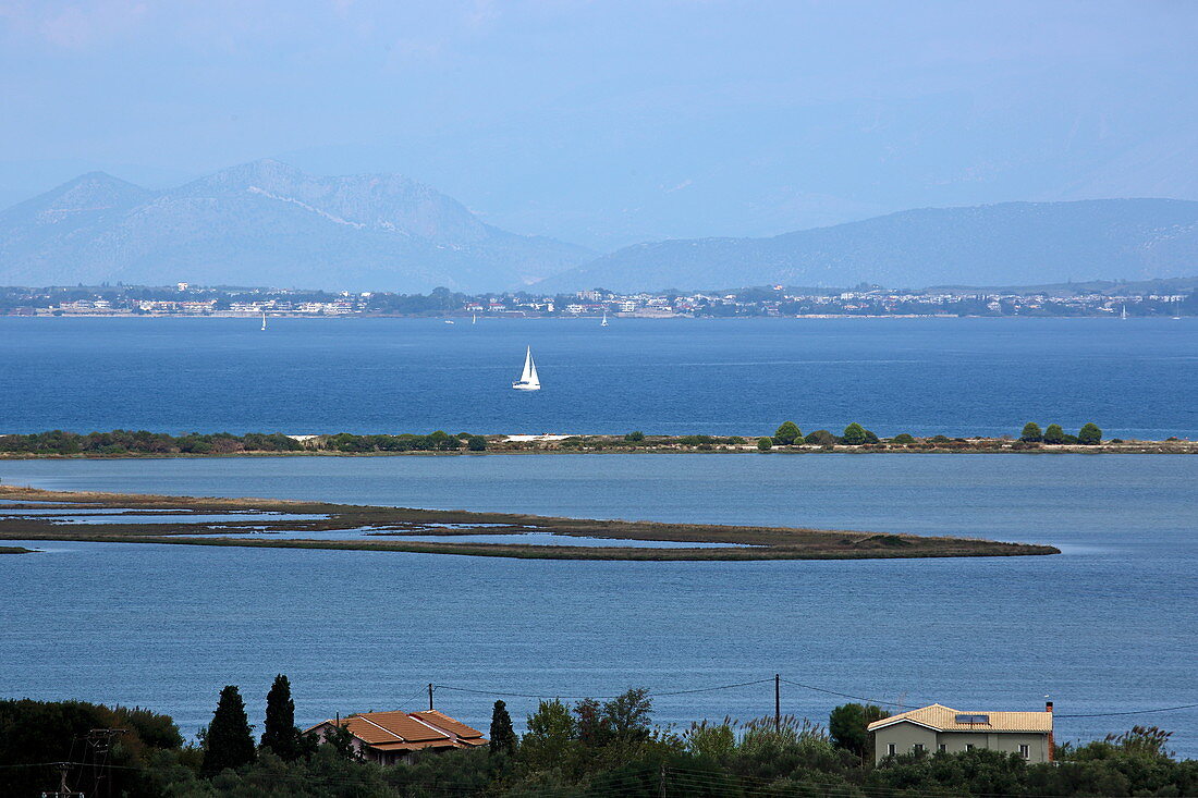 Lagoon in front of the capital Lefkada, Lefkada Island, Ionian Islands, Greece