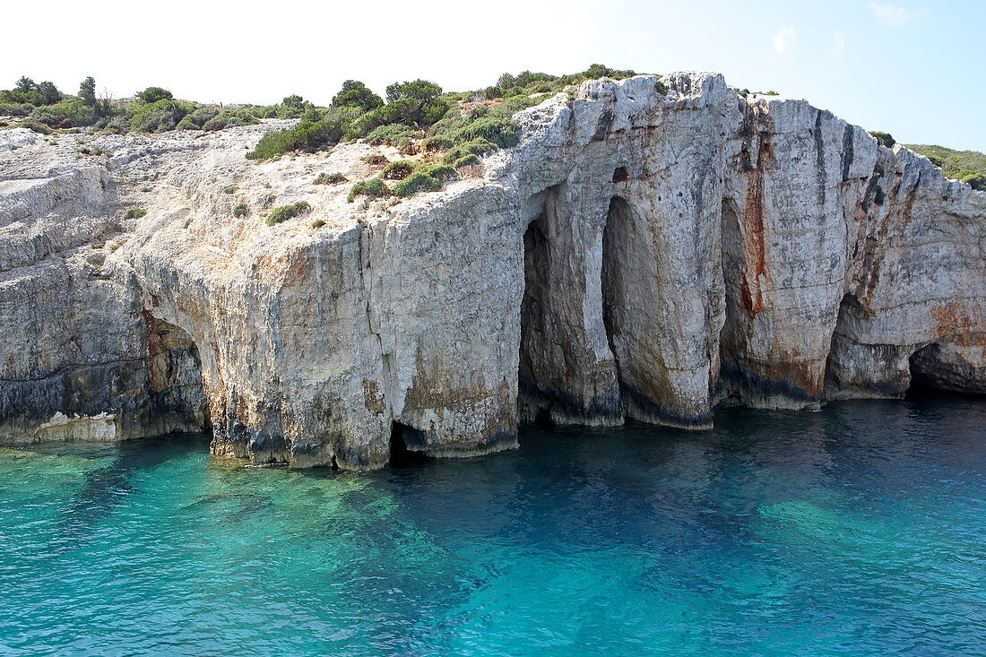 Rock formations at Cape Skinari in the north of Zakynthos Island, Ionian Islands, Greece