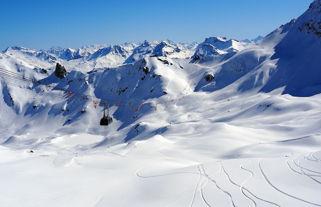 Verbindungsbahn nach Arosa, Skigebiet Lenzerheide, Graubünden, Schweiz